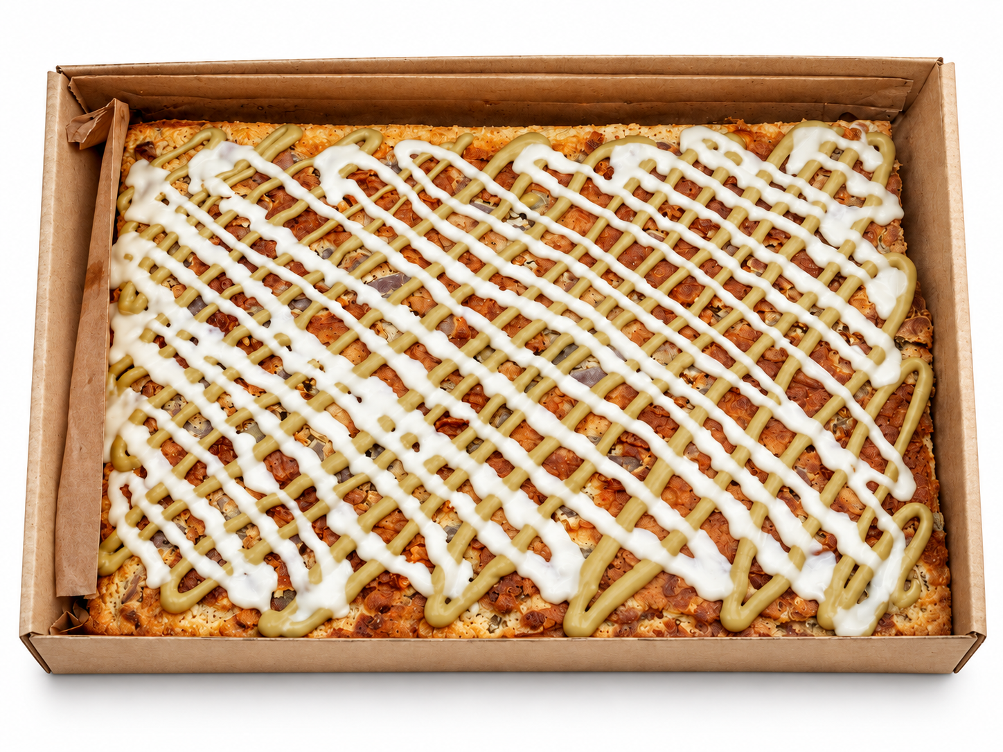 Plancha original de chocolate blanco y pistacho con su cobertura cruzada